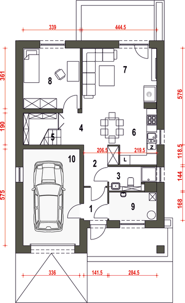 Parter projektu Mazurek III z garażem 1-st. [A]