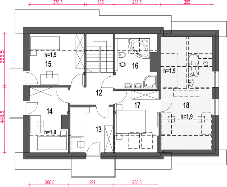 Poddasze projektu Daria III z garażem 1-st. [A]