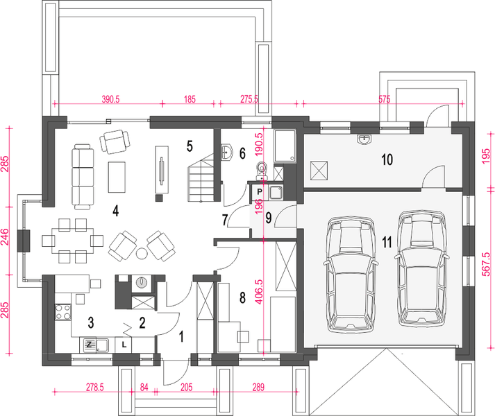 Parter projektu Daria III z garażem 2-st. [A1]