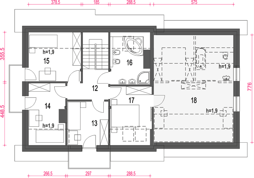 Poddasze projektu Daria III z garażem 2-st. [A1]