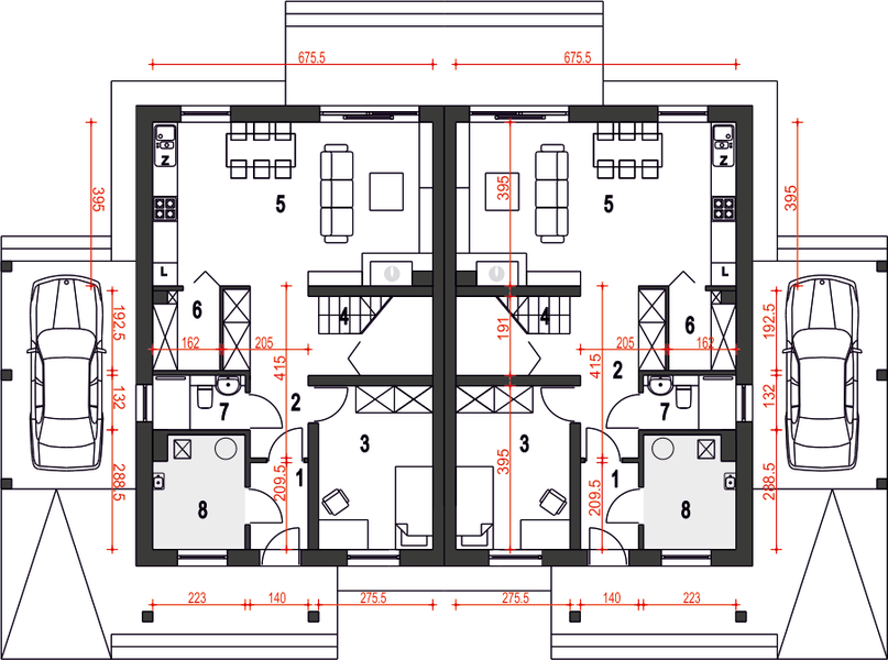 Parter projektu Agat II z wiatą bliźniak [A-BL2]