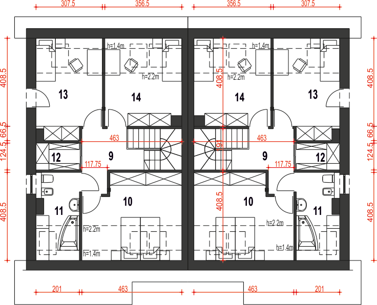 Poddasze projektu Agat II z wiatą bliźniak [A-BL2]
