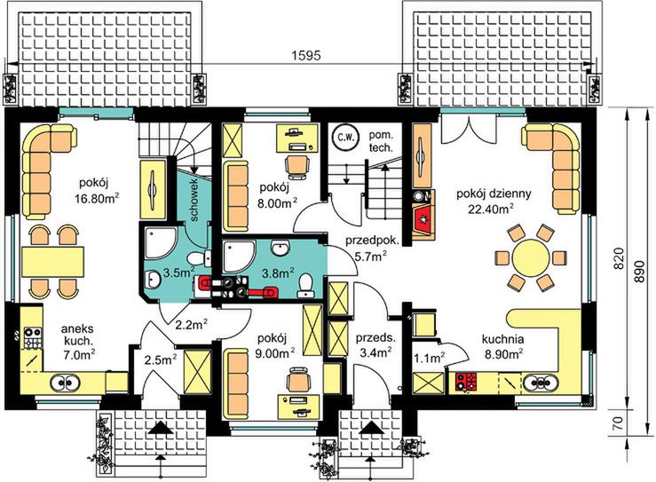Parter projektu BS-07 wariant 1 dwulokalowy