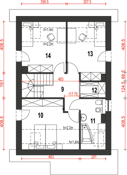Poddasze projektu Agat II bez garażu [B]