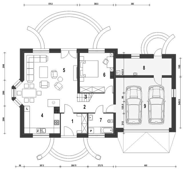 Parter projektu Dom Dla Ciebie 1 w4 z garażem 2-st. [A1]