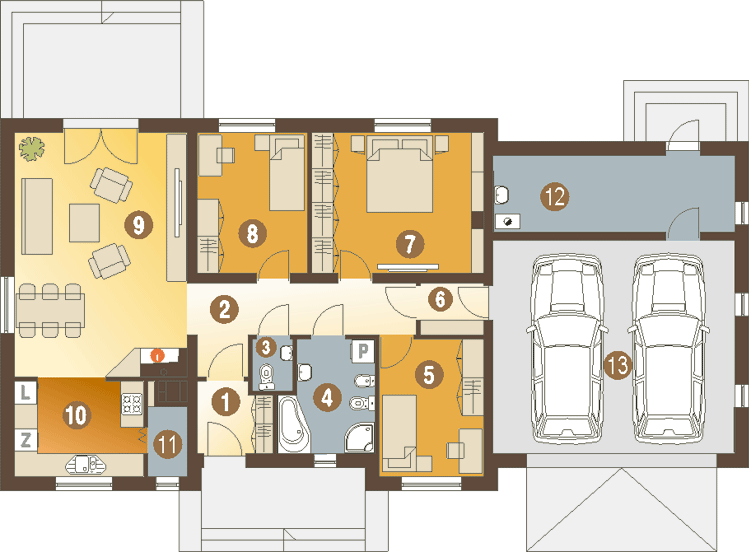 Parter projektu Julek trend z garażem 2-st. [A1]