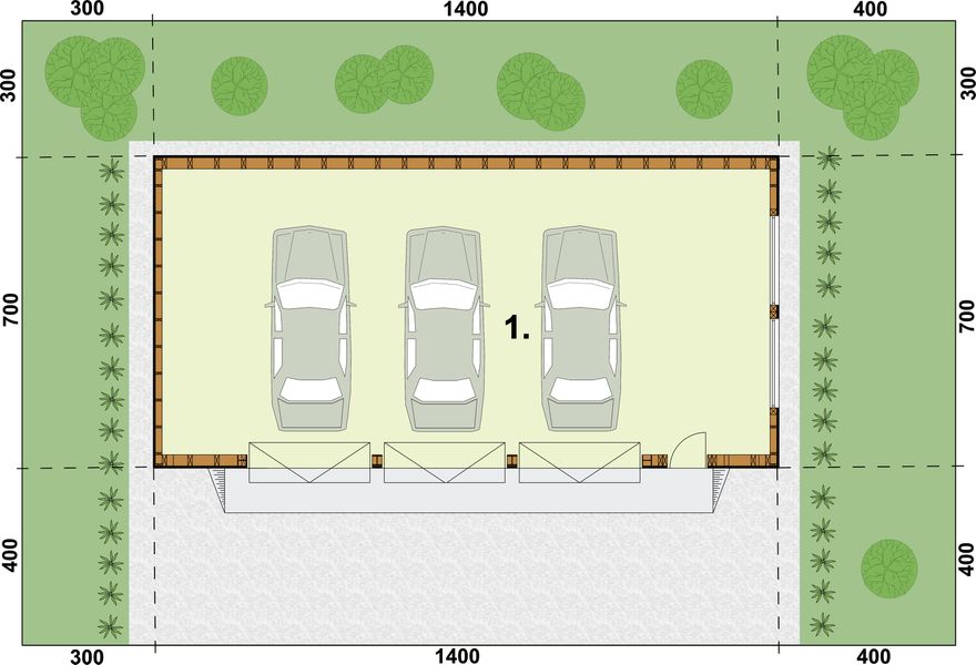 Parter projektu G270 szkielet drewniany budynek gospodarczy