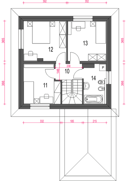Piętro 1 projektu Egon z garażem 1-st. [A]