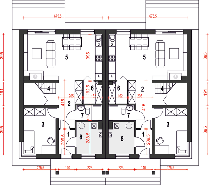 Parter projektu Agat II bez garażu bliźniak [B-BL1]