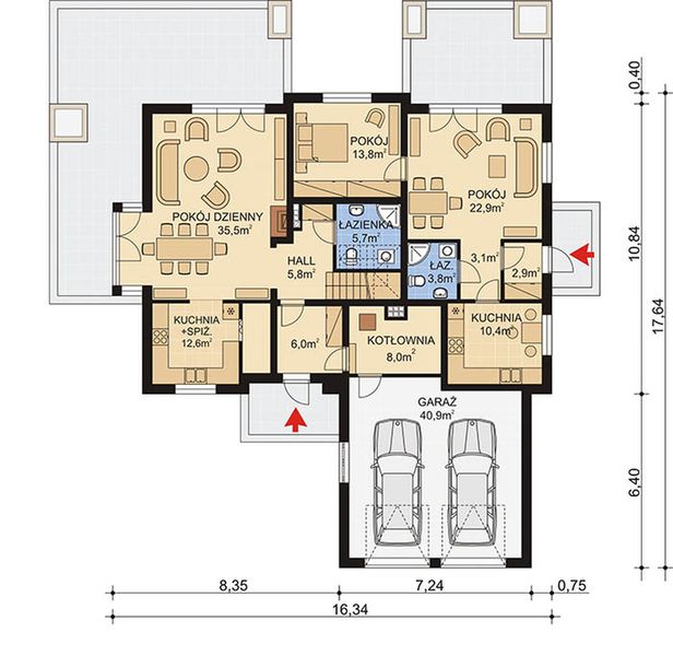 Parter projektu APS 255 dwurodzinny
