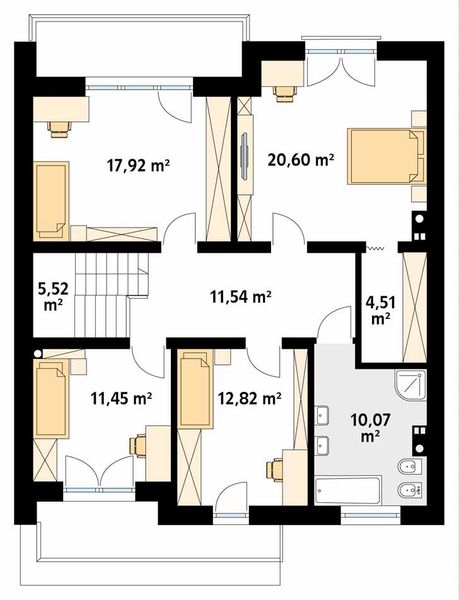 Piętro 1 projektu Dąb 2 W2