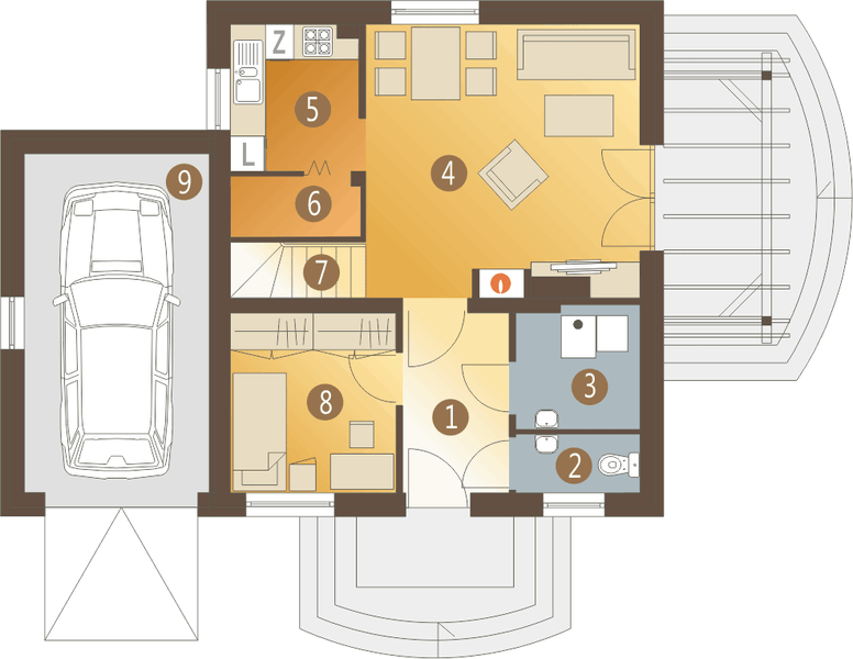 Parter projektu Ala III z garażem 1-st. [A]