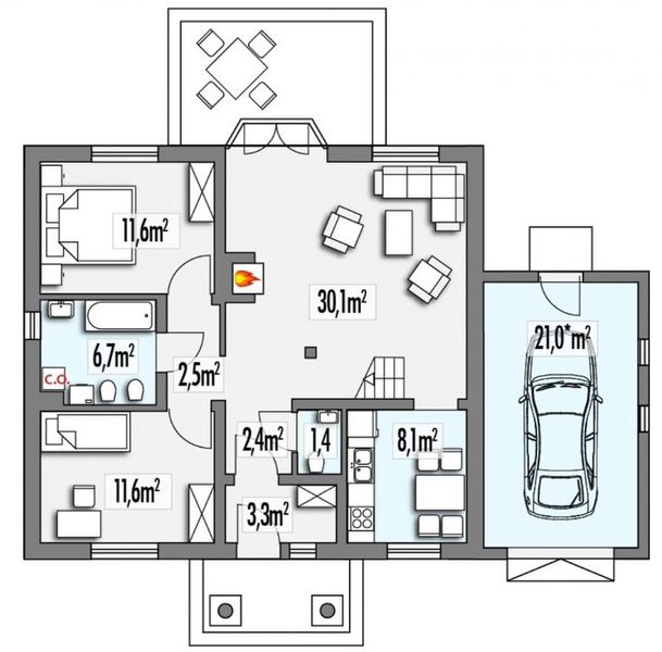 Parter projektu Angela A garaż