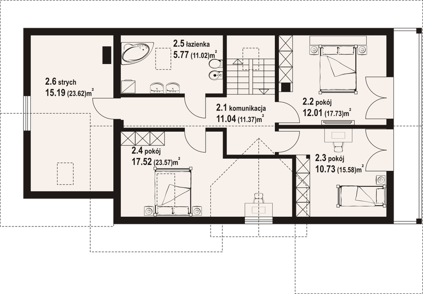 Poddasze projektu Osiek 43x dws