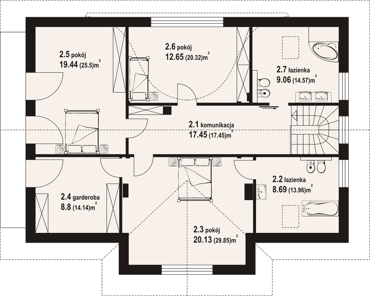 Poddasze projektu Podsarnie 1mk