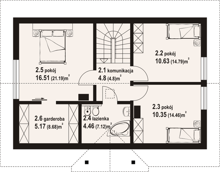 Poddasze projektu Hoczew średnia 21 dws