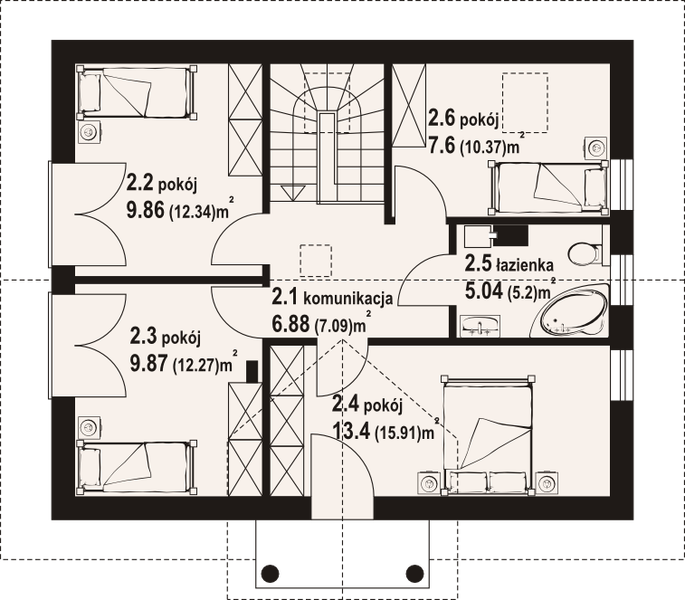 Poddasze projektu Paczków 55m