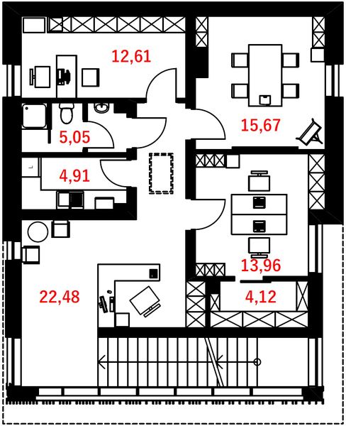 Piętro 1 projektu Budynek socjalno-biurowy BSB-174