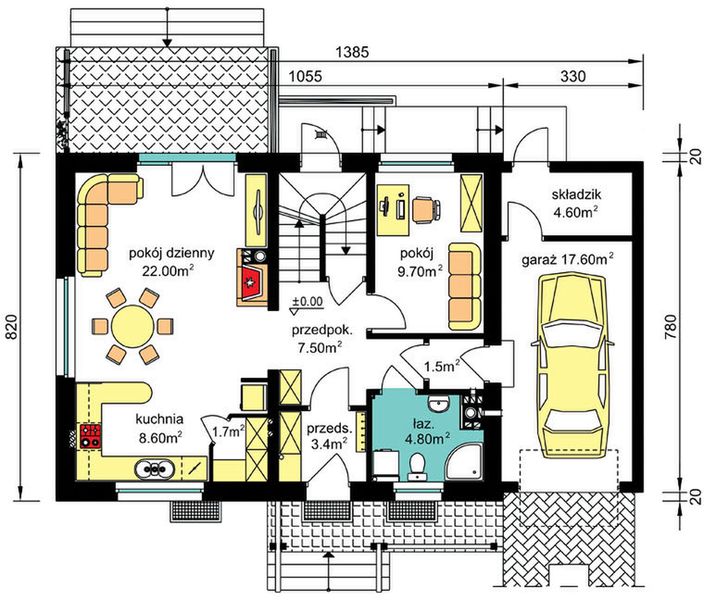 Parter projektu BW-49 wariant 9 podpiwniczony
