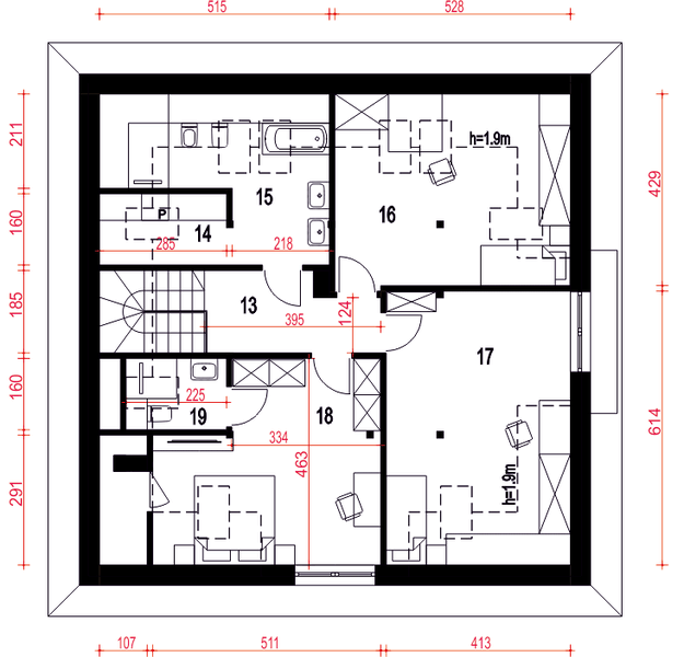 Poddasze projektu Nowa z garażem 1-st. [A1]