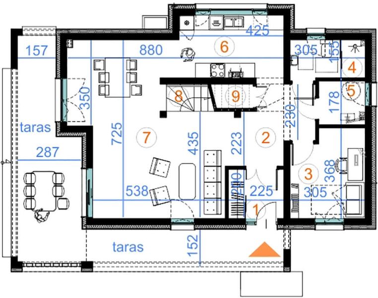 Parter projektu Z pergolą 01B