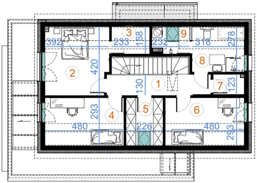 Poddasze projektu Z pergolą 01B