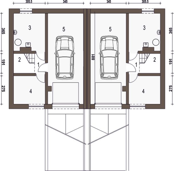 Piwnica projektu Grab z garażem 1-st. bliźniak [A1-BL1]