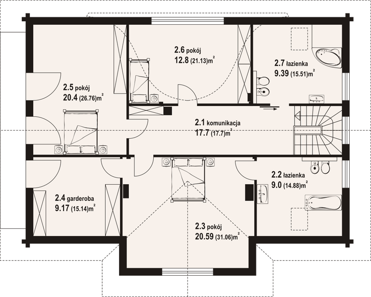 Poddasze projektu Podsarnie 1dw