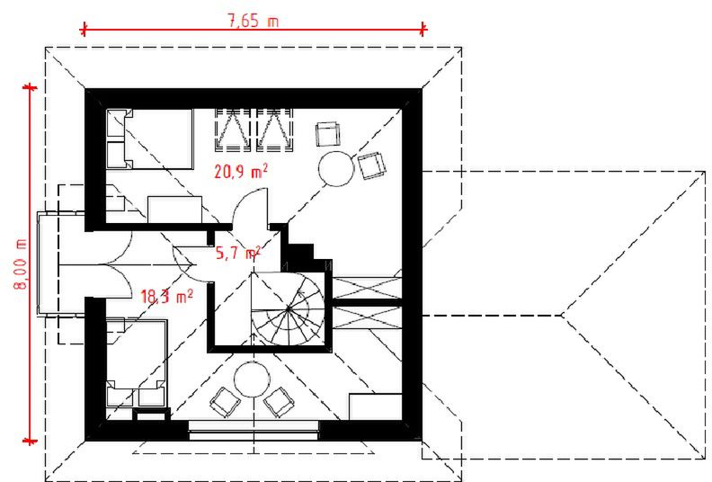 Poddasze projektu Zielona Chatka