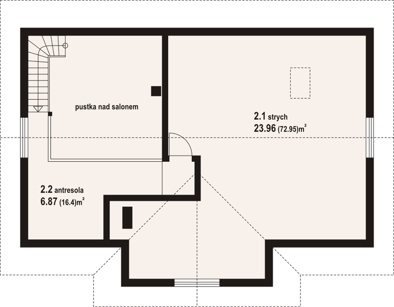 Poddasze projektu Chmielów 6 dws