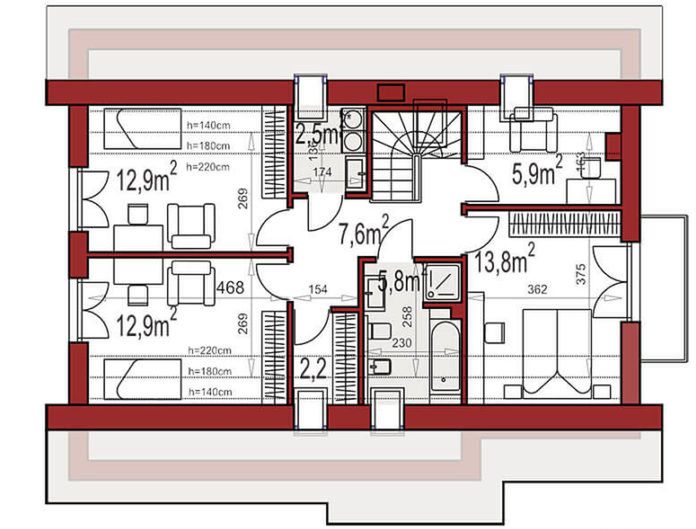 Poddasze projektu Werbena Lux A
