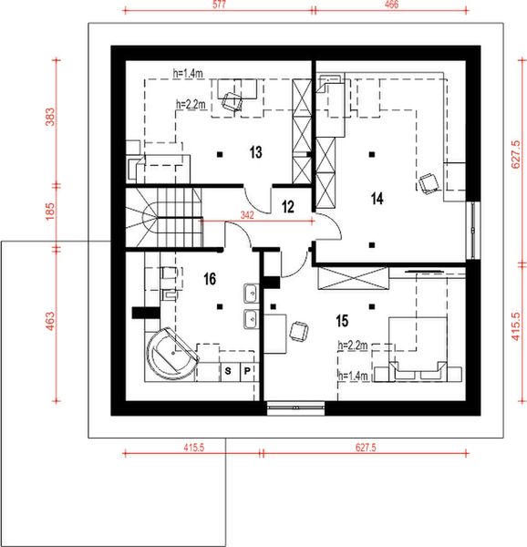 Poddasze projektu Nowa II z garażem 2-st. [A]