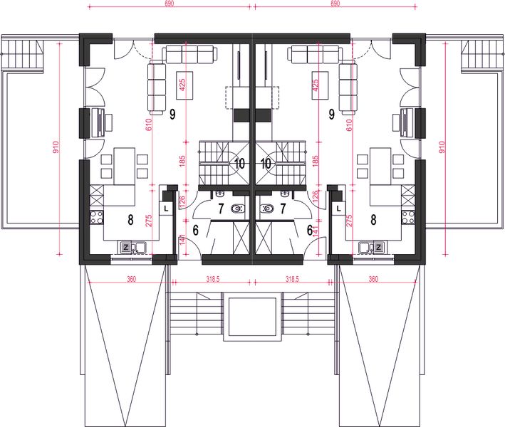 Parter projektu Willa cyprysowa z garażem 1-st. [A]