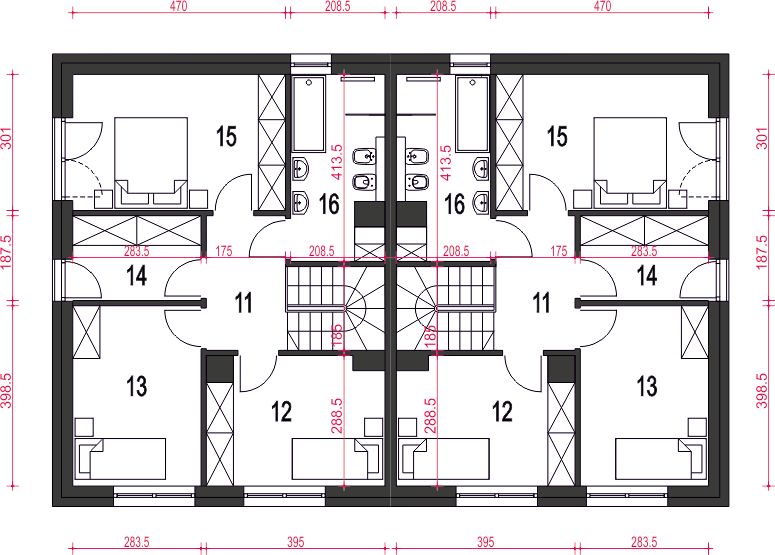 Piętro 1 projektu Willa cyprysowa z garażem 1-st. [A]