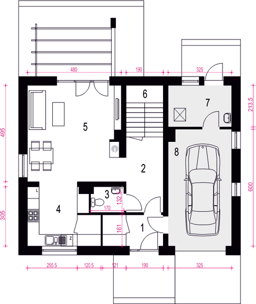 Parter projektu Igor II z garażem 1-st. [A]