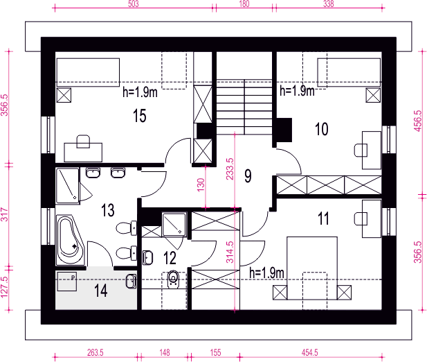 Poddasze projektu Igor II z garażem 1-st. [A]
