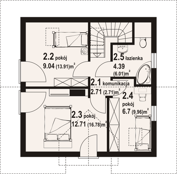 Poddasze projektu Świeszewo 9 dws