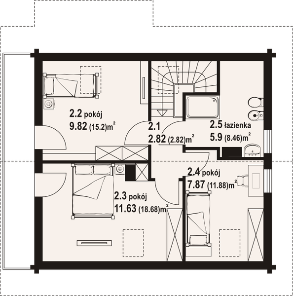 Poddasze projektu Świdnica mała dwk