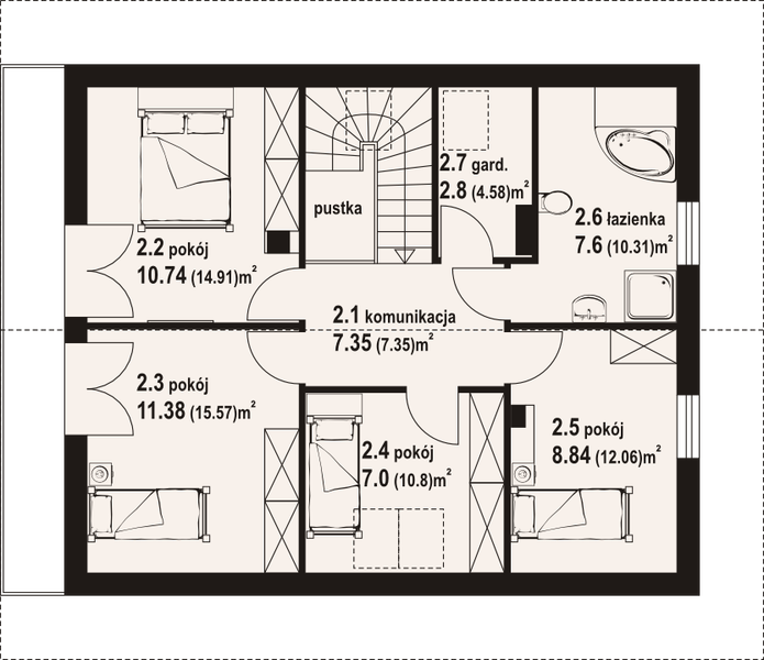 Poddasze projektu Gryfice 3 dws