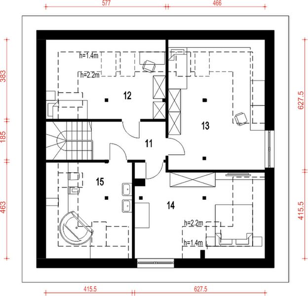 Poddasze projektu Nowa II bez garażu [B]