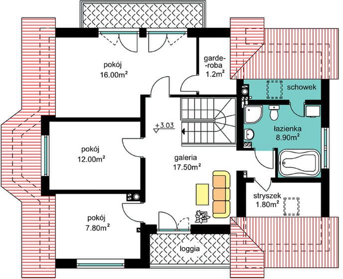 Poddasze projektu BW-10 wariant 5