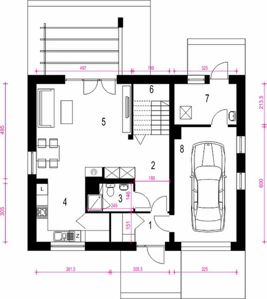 Parter projektu Igor IV z garażem 1-st. [A]