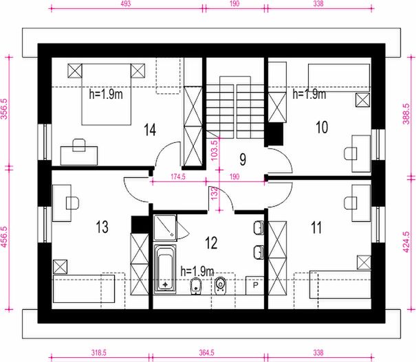 Poddasze projektu Igor IV z garażem 1-st. [A]