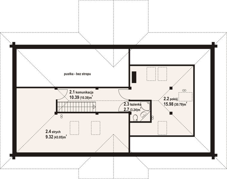 Poddasze projektu Dąbie dw