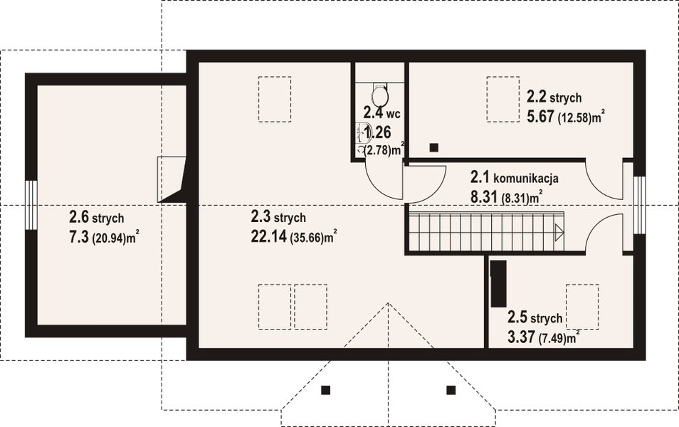 Poddasze projektu Miłków 16g dws