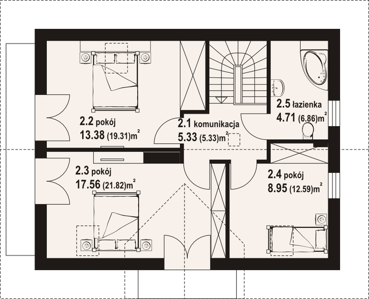 Poddasze projektu Ścinawka 9m