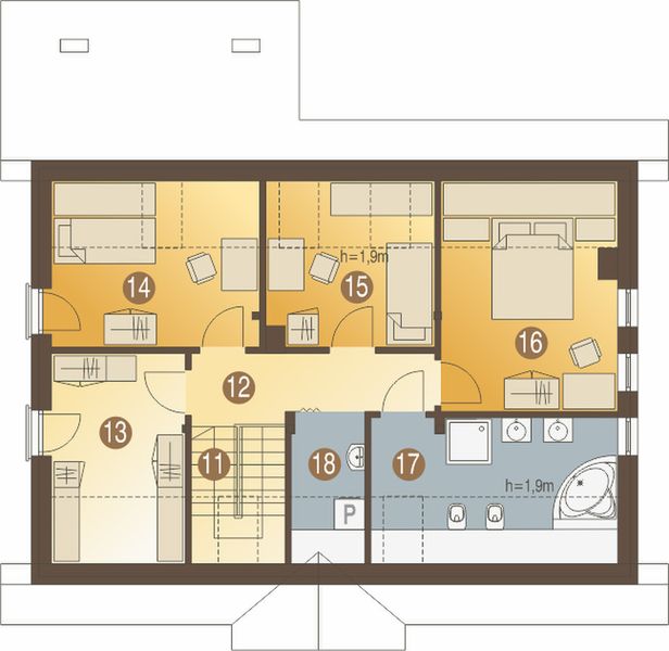 Poddasze projektu Julia III z garażem 1-st. [A1]