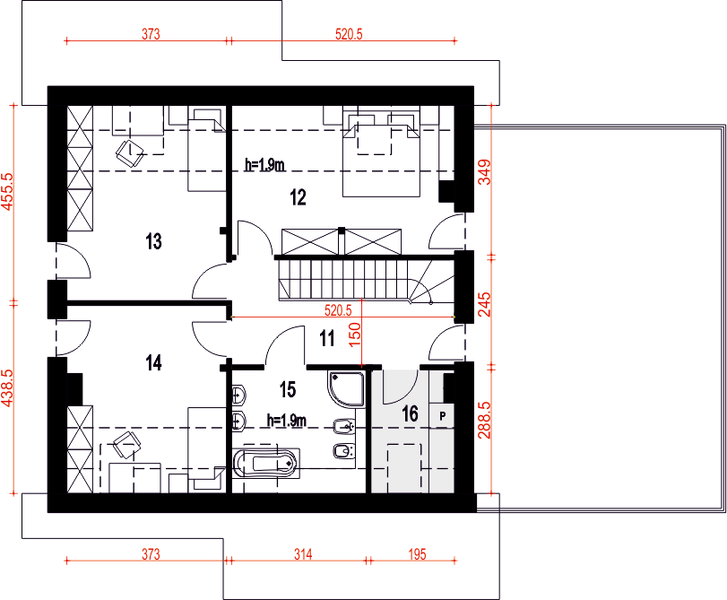 Poddasze projektu Strzyżyk z garażem 2-st. [A1]