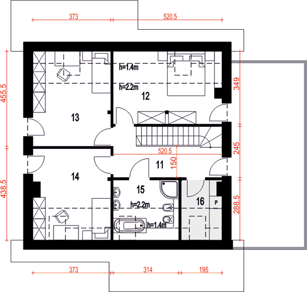 Poddasze projektu Strzyżyk z garażem 1-st. [A]