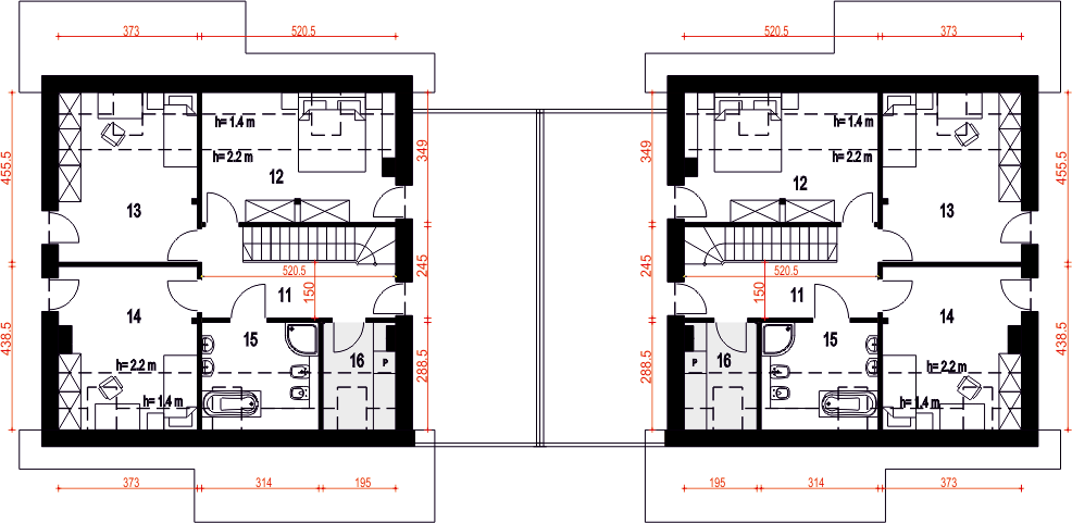 Poddasze projektu Strzyżyk z garażem 1-st. bliźniak [A-BL]